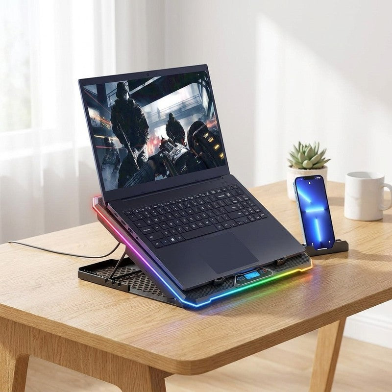 Stand De Racire pentru Laptop BeGenius® cu Suport pentru Telefon, 6 Ventilatoare ultra Silentioase, Cooler — beneficii cheie