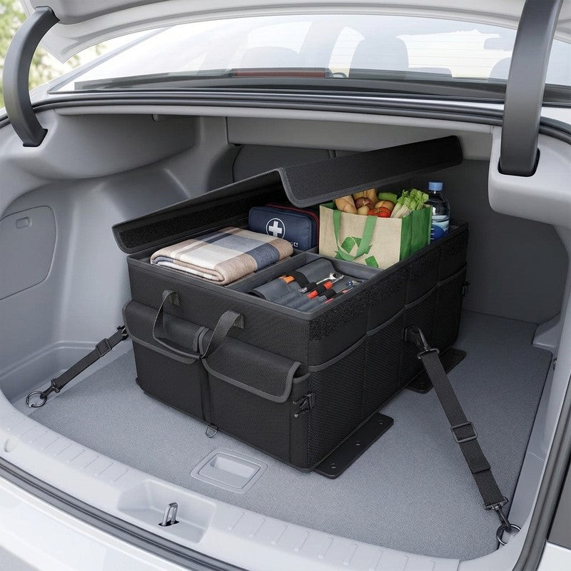 Organizator portbagaj auto pliabil NextWave®️, capacitate mare 55×40×26 cm, compartimentare cu separator de — beneficii cheie