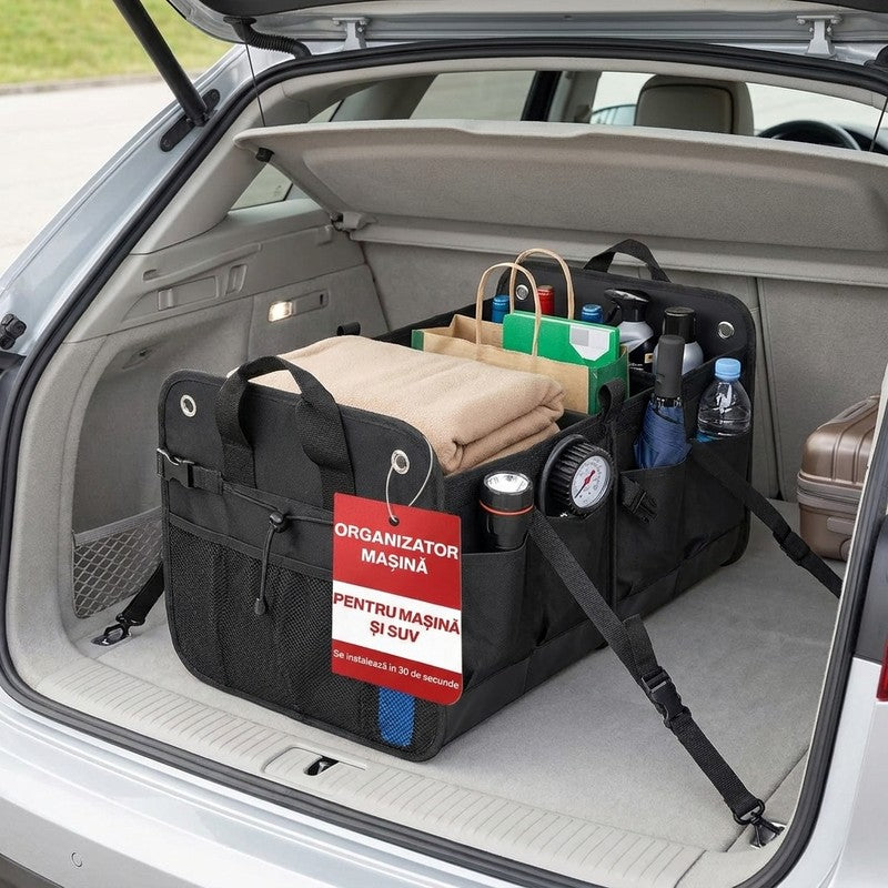 Organizator portbagaj auto pliabil NextWave®️ L, compartimentare personalizabila cu subdivizor detasabil, 2 — beneficii cheie