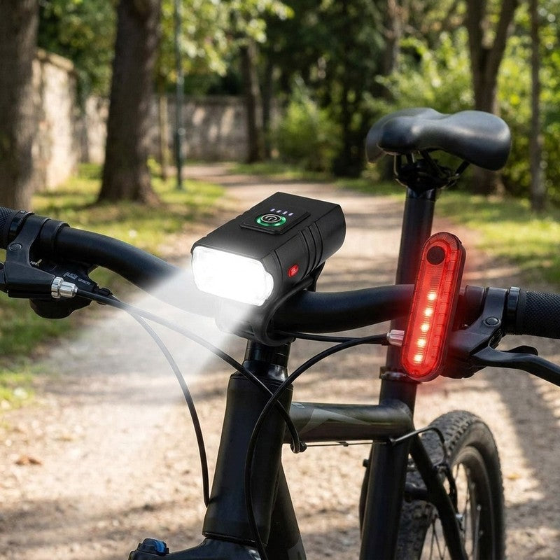 Set Lumini Bicicleta, Trotineta Fata Spate BeGenius®, Far si Stop Reincarcabil USB, Far 1000 lumeni cu 6 Mo — beneficii cheie
