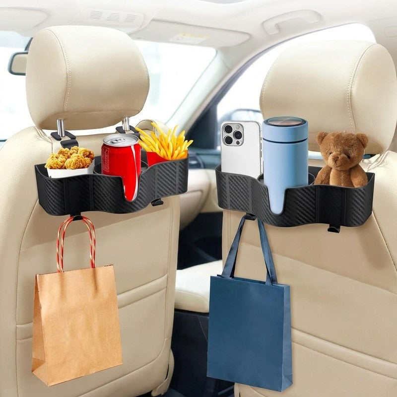 Set 2 Organizatoare Auto Spate NextWave®, 3-in-1 cu Suport Pahar, Depozitare Accesorii, Carlige Reglabile, — beneficii cheie