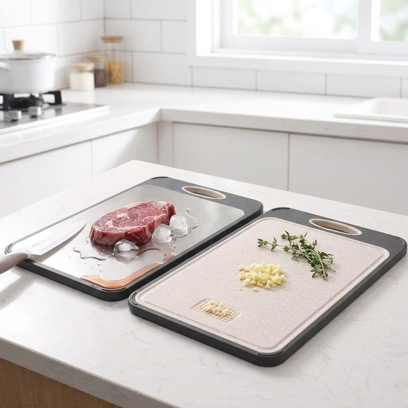 Tocator de bucatarie Dublu fata-verso, Decongelare Rapida, Fata otel inoxidabil 304 pentru carne, verso PP — beneficii cheie