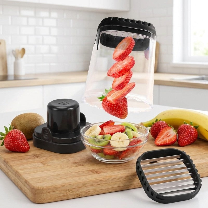 Feliator pentru fructe si capsuni NextWave®️, taiere rapida si uniforma in 8 felii, baza cu placa de imping — beneficii cheie