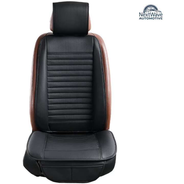 Husa scaun auto universala NextWave® pentru scaun fata, protectie scaun masina, taxi si ride sharing, antialunecare, impermeabila, material respirabil pentru toate sezoanele, piele PU premium, usor de curatat, culoare negru