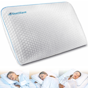 Perna ortopedica pentru dormit NextWave, Spuma cu Memorie cu gel ventilata, Husa detasabila cu 2 zone termice, ergonomica pentru Gat si Suport Cervical, Ideala pentru dormitul lateral, spate sau stomac, foarte moale