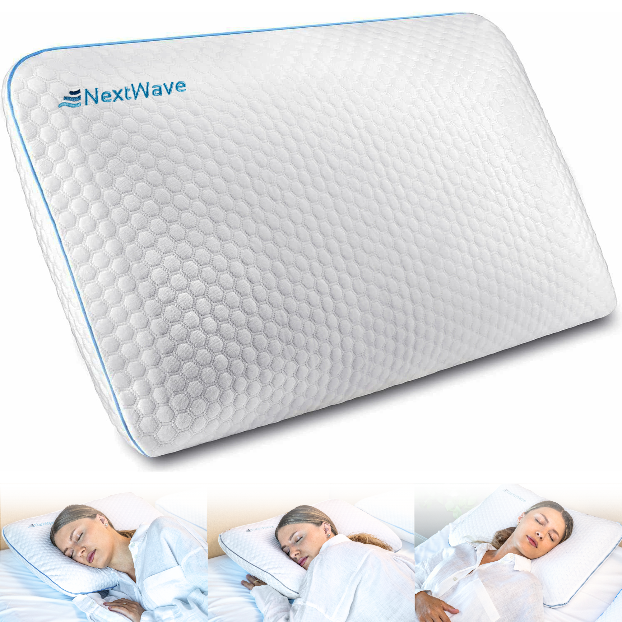 Pernă pentru dormit NextWave Spumă cu memorie cu gel ventilat Confort ferm pentru somn odihnitor