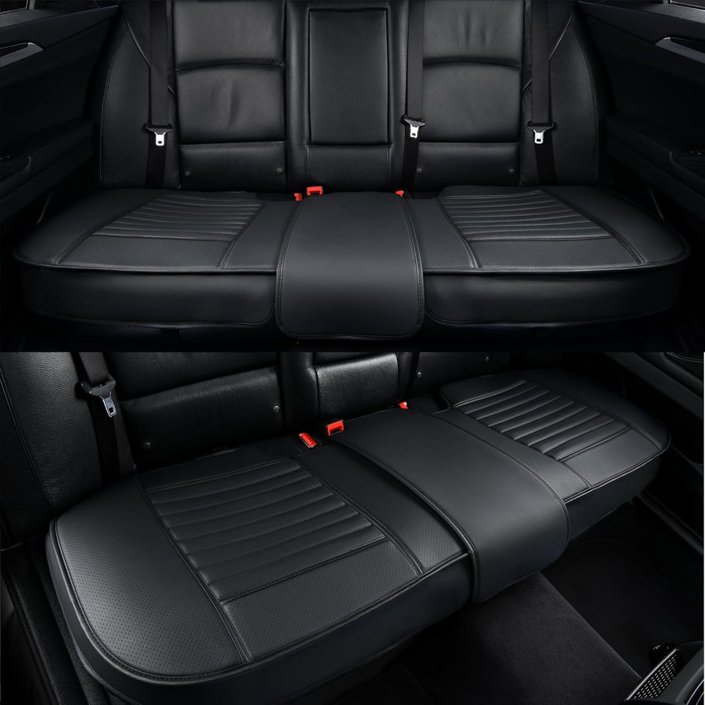 Husa scaun auto ajustabila spate NextWave®️, universala, 127-140 cm, ofera protectie pentru sezut bancheta spate, piele PU, anti-alunecare, design elegant cu buzunare pentru depozitare, Negru