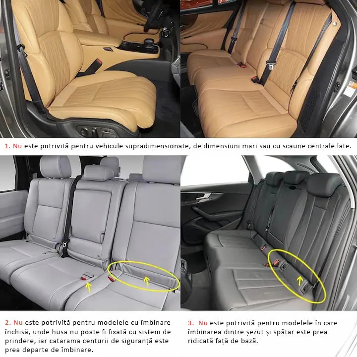 Set 2 Huse scaun auto fata universala si 1 husa bancheta NextWave®️, ofera protectie pentru sezut scaune fata si bancheta, design elegant cu buzunar pentru depozitare, anti-alunecare, material respirabil, pentru toate sezoanele, negru