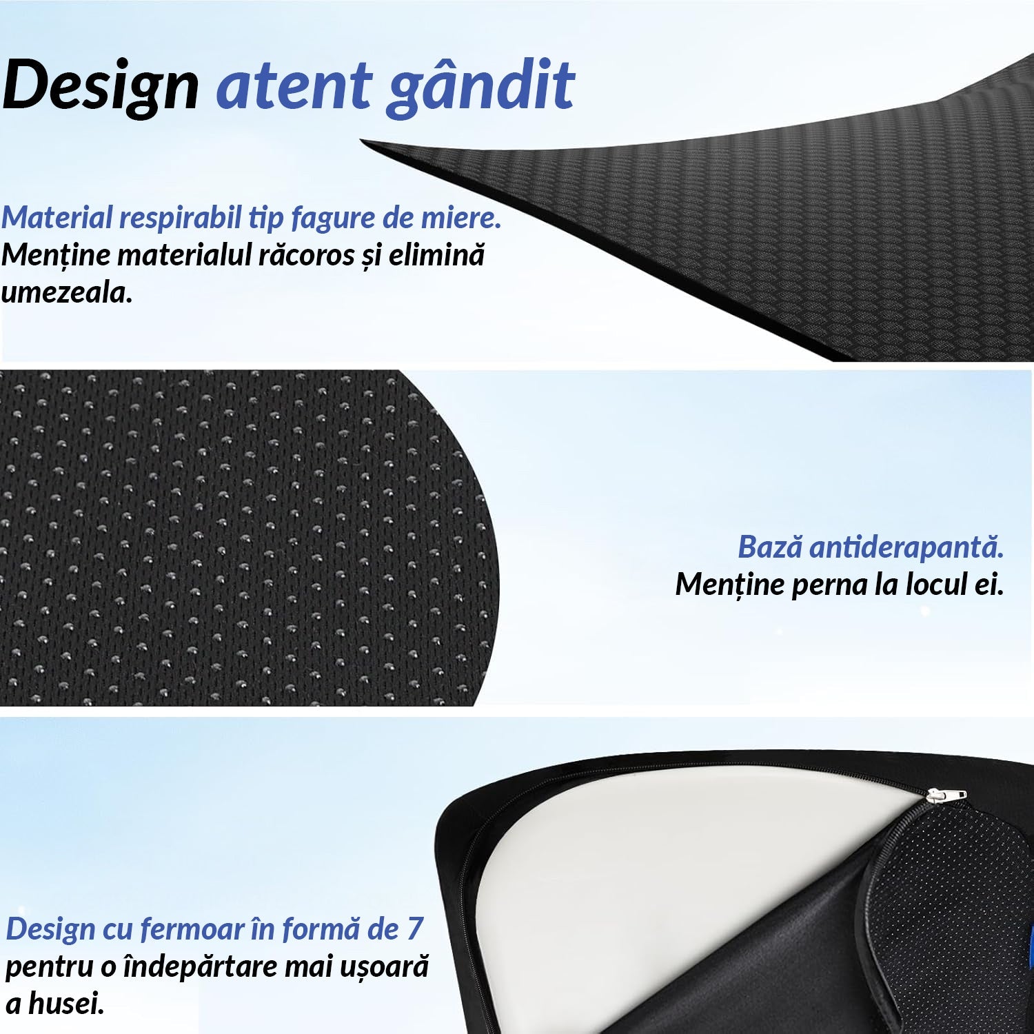 Pernă pentru scaun NextWave Spumă cu memorie densă Confort ergonomic pentru birou și mașină Negru 46×41×5,6 cm