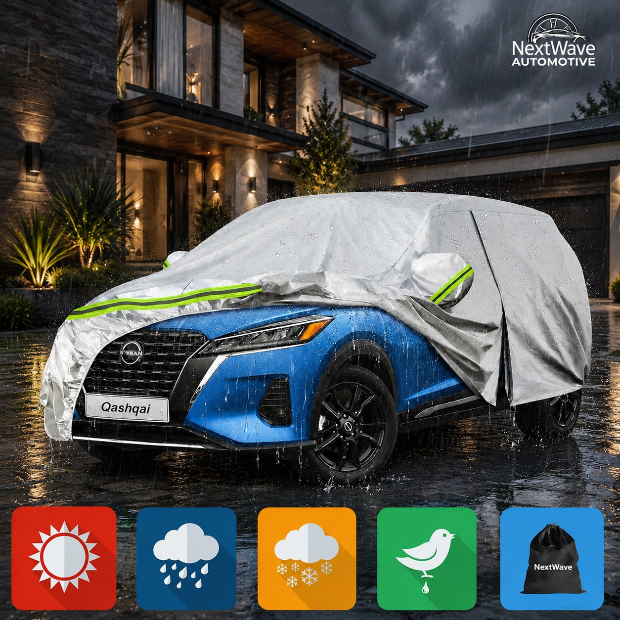 Prelata Auto Premium NextWave®, Impermeabila, Protectie UV, Zapada, Praf, Inghet, Universala pentru SUV, Fermoar Usa Sofer