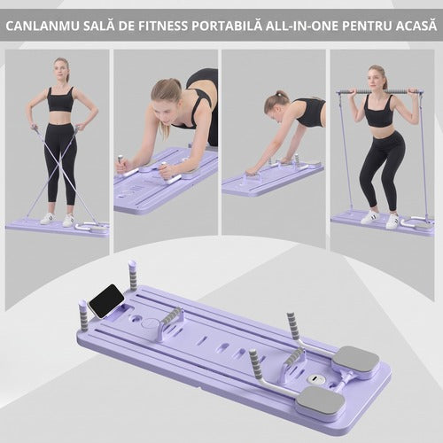 Placă Pilates Reformer NextWave®️, aparat fitness pliabil 5 în 1 pentru antrenament complet acasă, benzi elastice de – imaginea 10