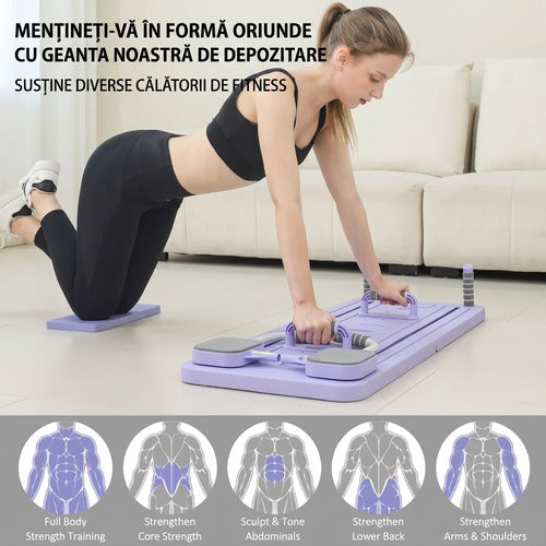 Placă Pilates Reformer NextWave®️, aparat fitness pliabil 5 în 1 pentru antrenament complet acasă, benzi elastice de – imaginea 11
