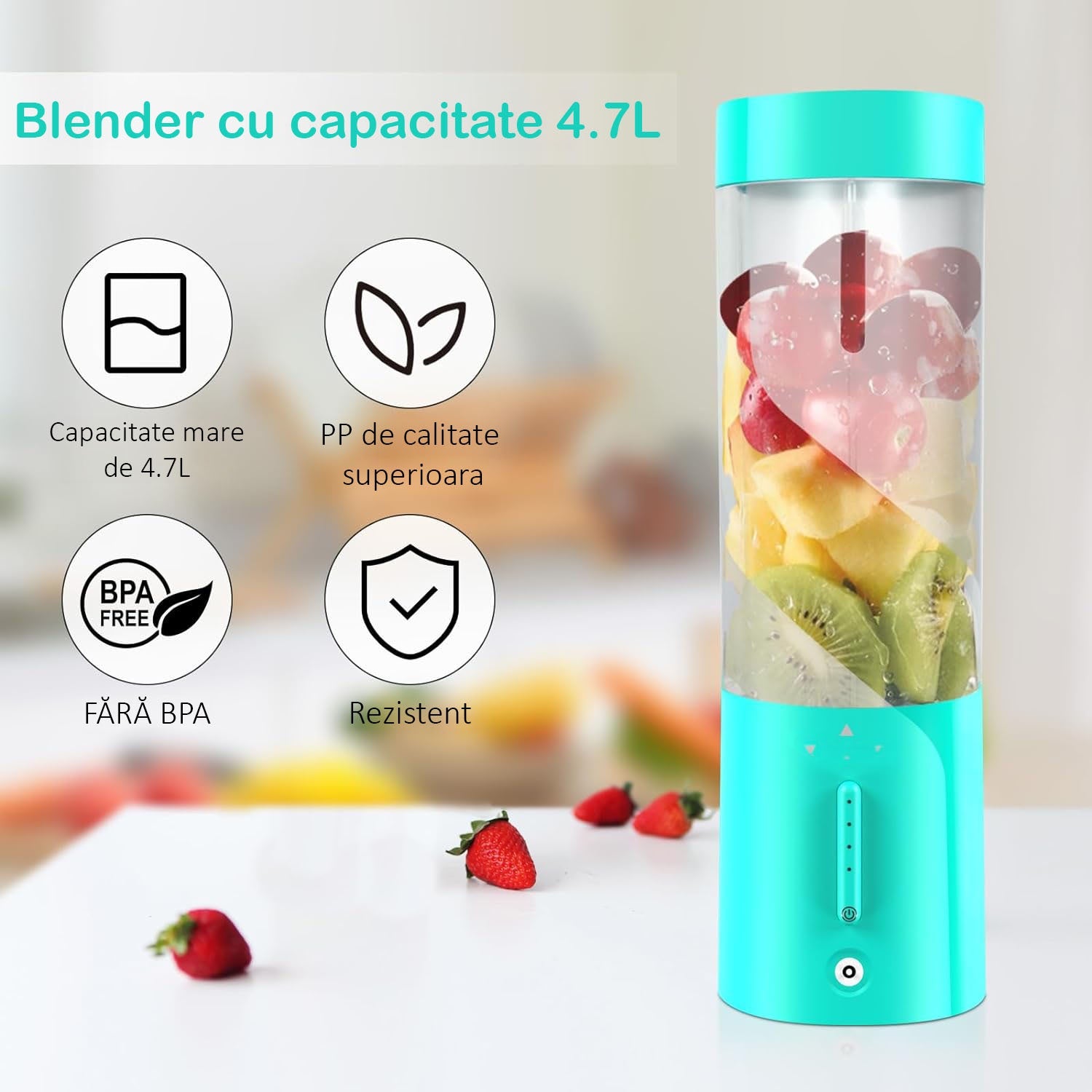 Mini Blender Electric NextWave™, Portabil, Multifunctional, Auto-curatare, Autonomie Mare, Baterie reincarcabila 4000mAh – imaginea 12