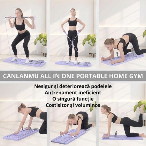 Placă Pilates Reformer NextWave®️, aparat fitness pliabil 5 în 1 pentru antrenament complet acasă, benzi elastice de – imaginea 12