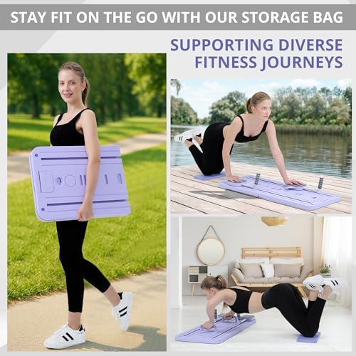 Placă Pilates Reformer NextWave®️, aparat fitness pliabil 5 în 1 pentru antrenament complet acasă, benzi elastice de – imaginea 13