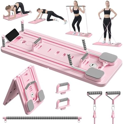 Placă Pilates Reformer NextWave®️, aparat fitness pliabil 5 în 1 pentru antrenament complet acasă, benzi elastice de – imaginea 15