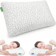 Perna ortopedica pentru dormit din spuma cu memorie cu gel BeGenius, Husa detasabila, ergonomica ventilata pentru Gat si