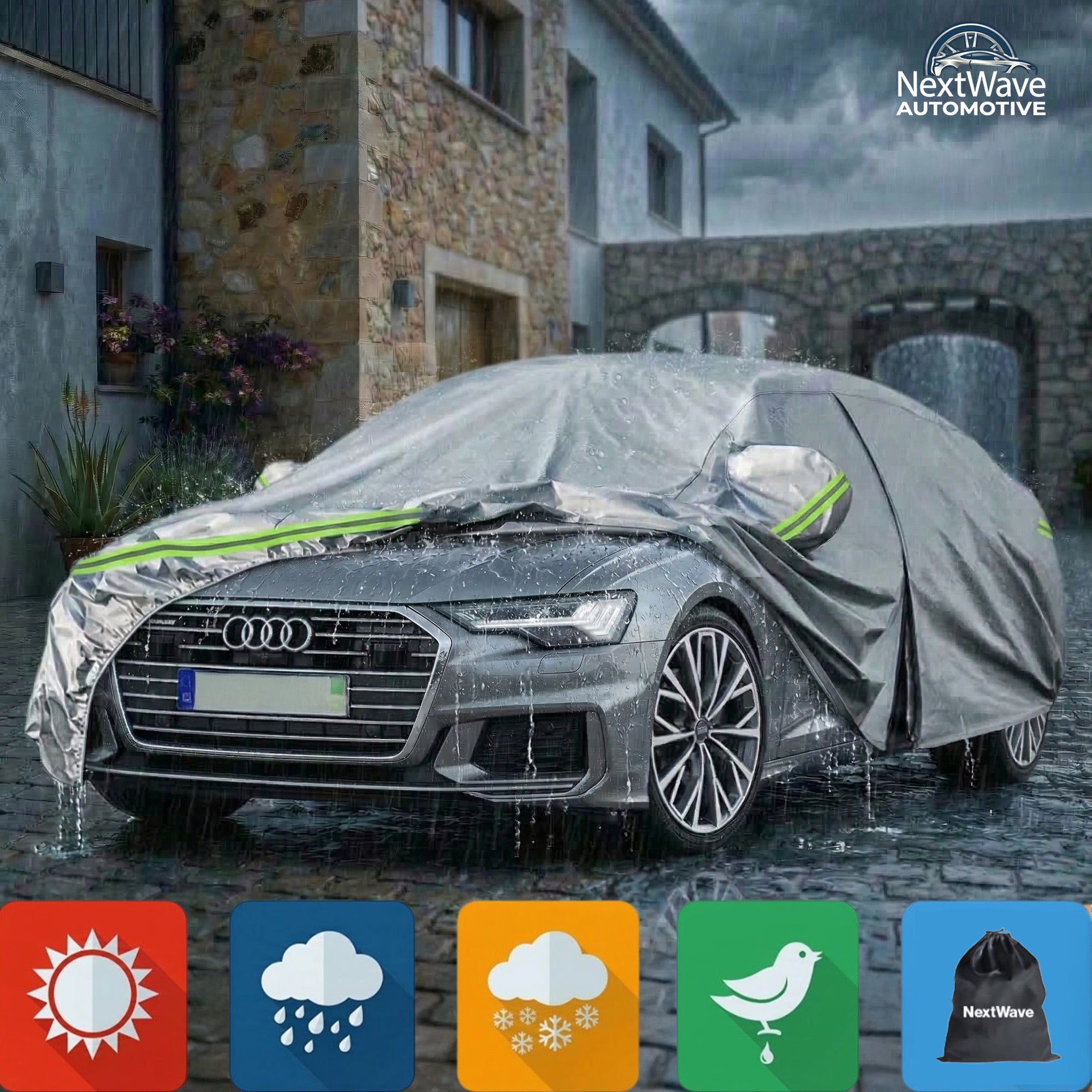 Prelata auto NextWave, impermeabila, protectie UV, dimensiuni 550x186x150 cm