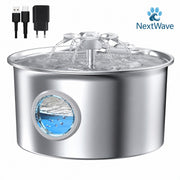 Fantana Apa Pisici si Caini NextWave®, Dispenser Automat din Otel Inoxidabil, Capacitate 2.6L, Fereastra Nivel Apa, Jet