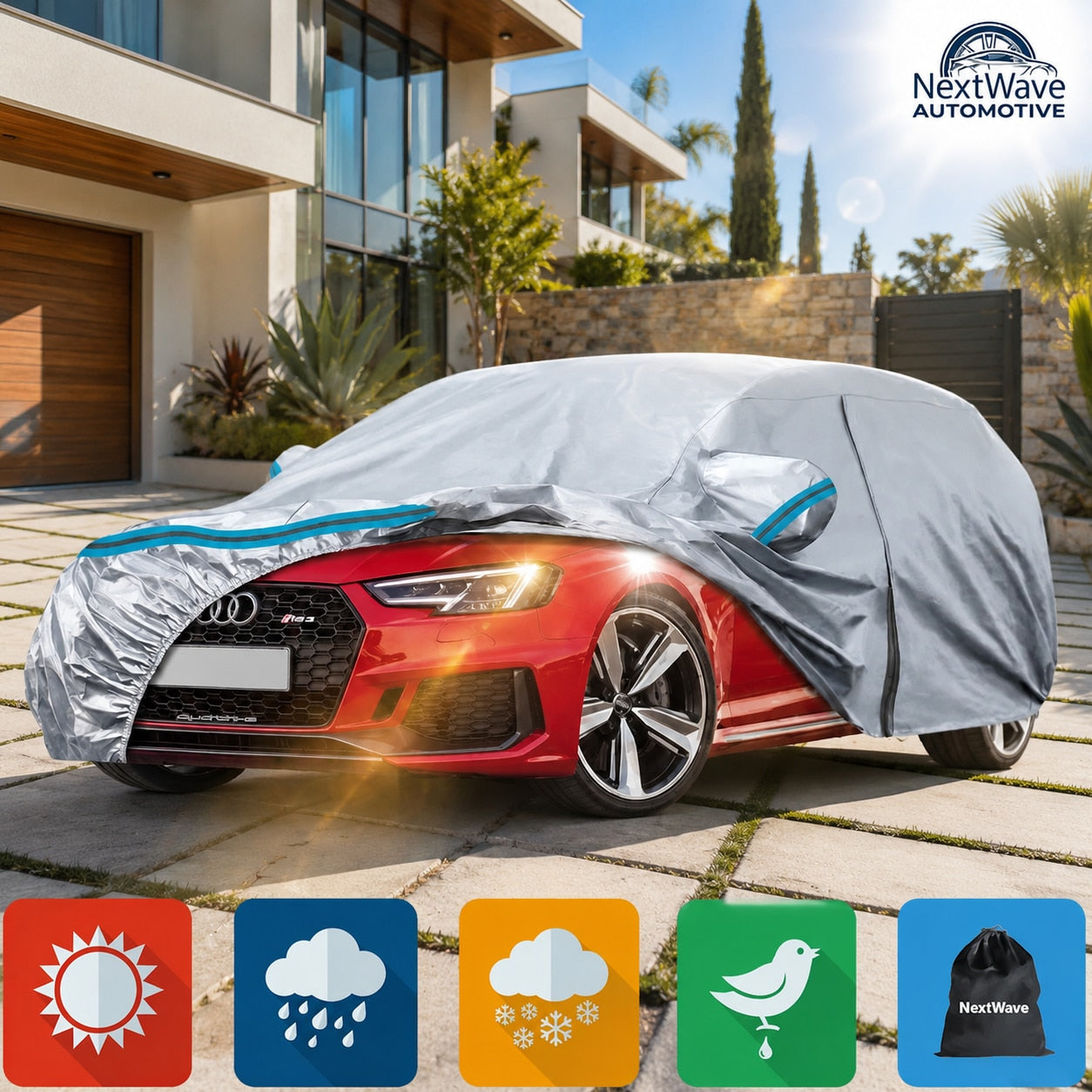 Prelata Auto Premium NextWave®, Impermeabila, Protectie UV, Zapada, Praf, Inghet, Universala pentru SUV, Fermoar Usa Sofer