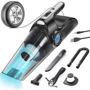 Aspirator Auto si Compresor Portabil Multifunctional cu Acumulator, Functie de Aspirare Umeda si Uscata, Umflare Roti cu