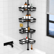 Raft de baie NextWave®, raft de colt telescopic reglabil 64–290 cm, cu 4 rafturi ajustabile, carlige pentru accesorii