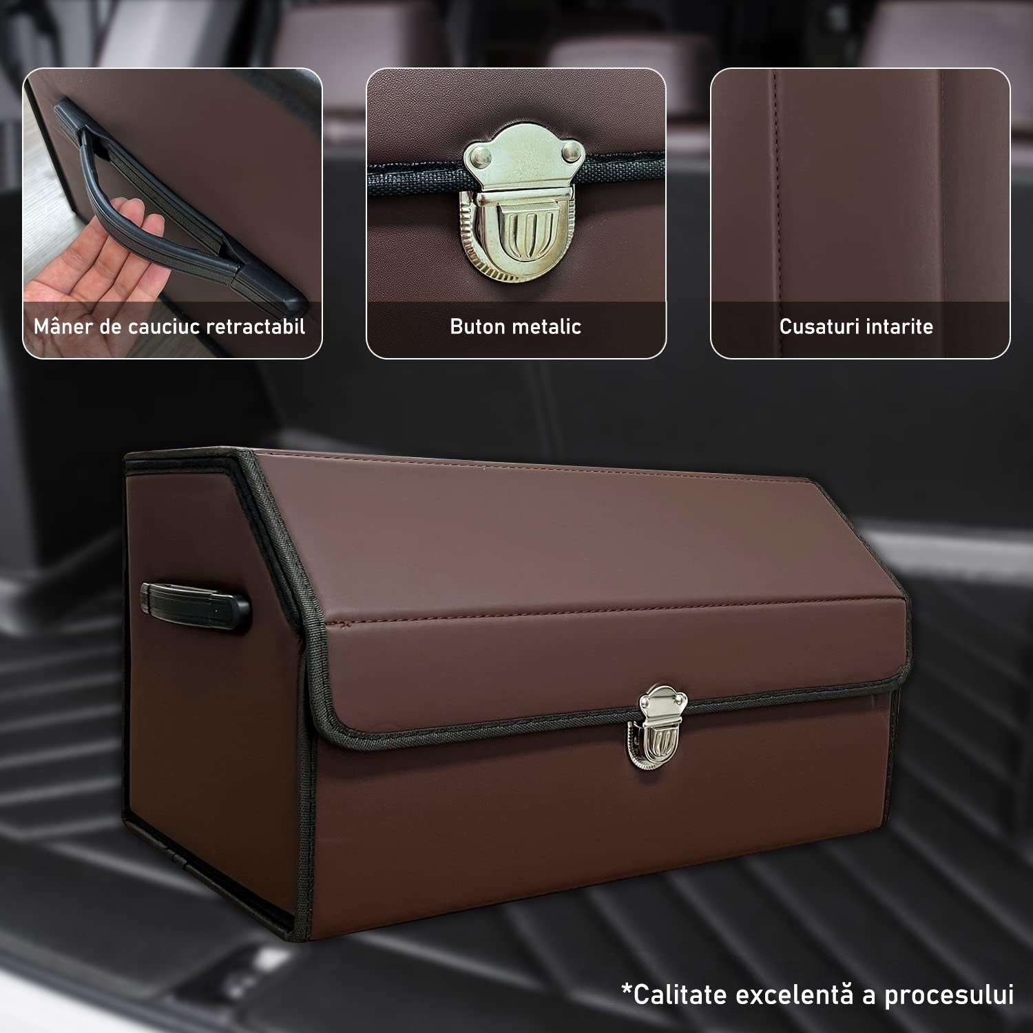 Organizator portbagaj auto Premium NextWave®️, Multifunctional, Pliabil, Rezistent, Manere Laterale, Prindere cu catarame, 2