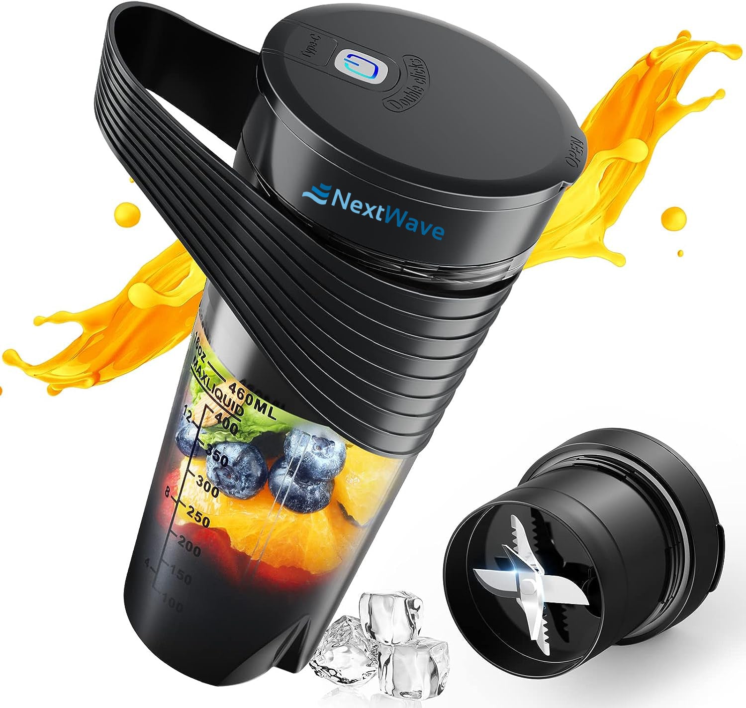 Mini Blender Electric NextWave™, Portabil, Multifunctional, Auto-curatare, Autonomie Mare, Baterie reincarcabila 4000mAh