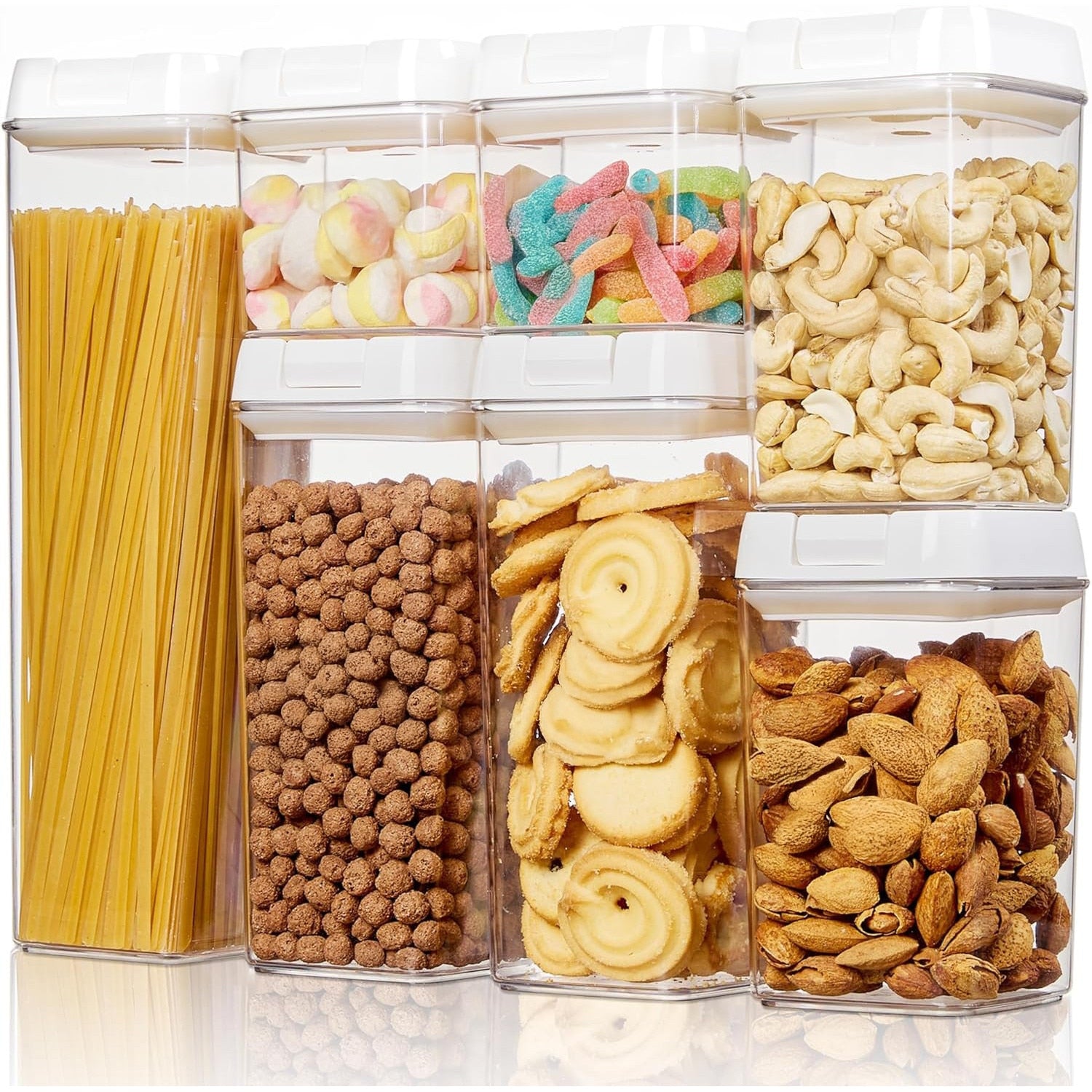 Set 7 cutii pentru depozitare alimente NextWave® – plastic alimentar transparent, fara BPA, inchidere ermetica cu garnitura