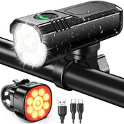Set Lumini Bicicleta, Trotineta Fata Spate BeGenius®, Far si Stop Reincarcabil USB, Far 8 Moduri si Stop cu 7 Moduri de