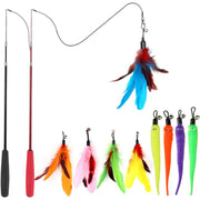 Set jucarii interactive pentru pisici NextWave, stimuleaza instinctul de vanator si miscarea, 2 baghete telescopice