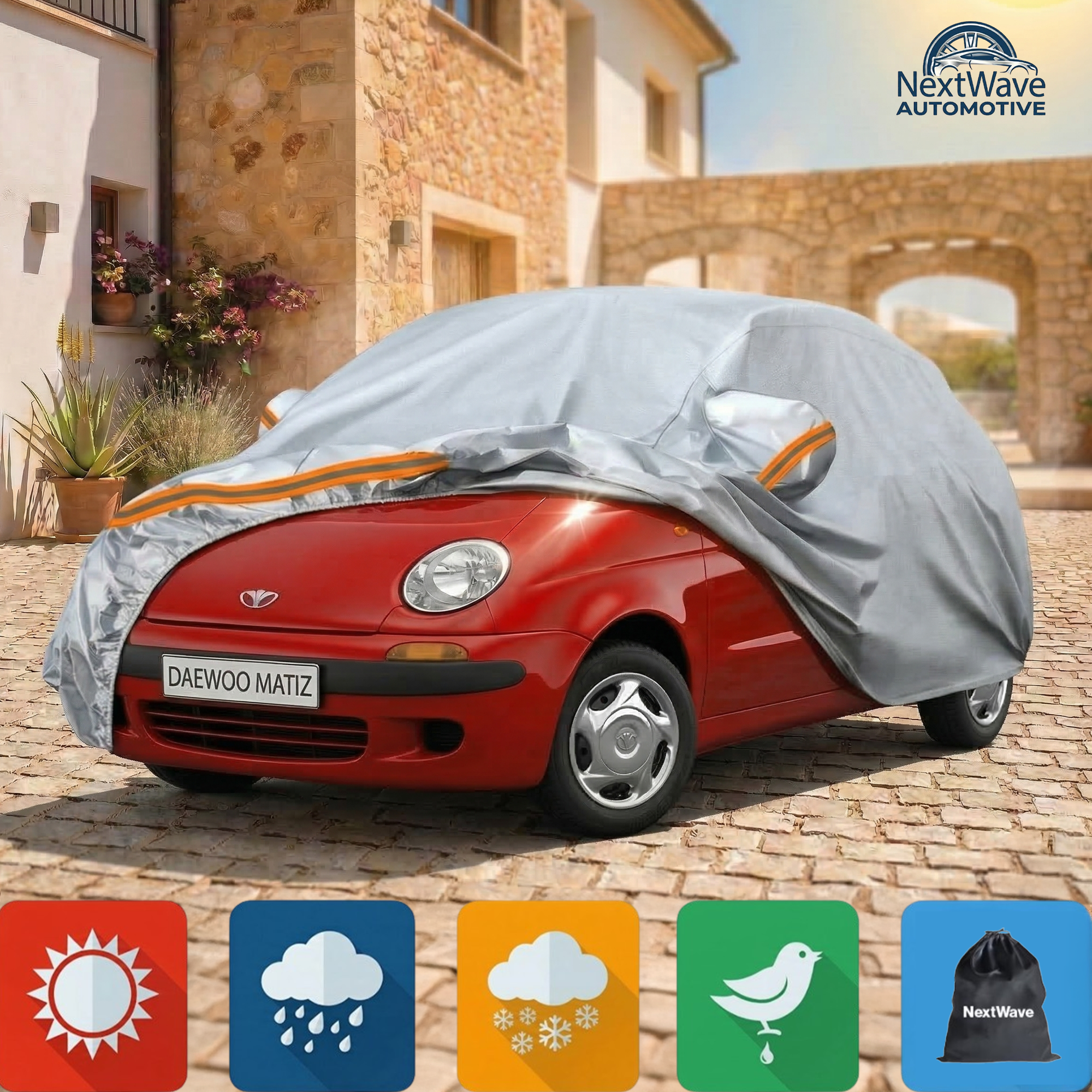 Prelata Auto Premium NextWave®️, Impermeabila, Protectie UV, Praf, Zapada, Inghet, Universala pentru Hatchback, Buzunare