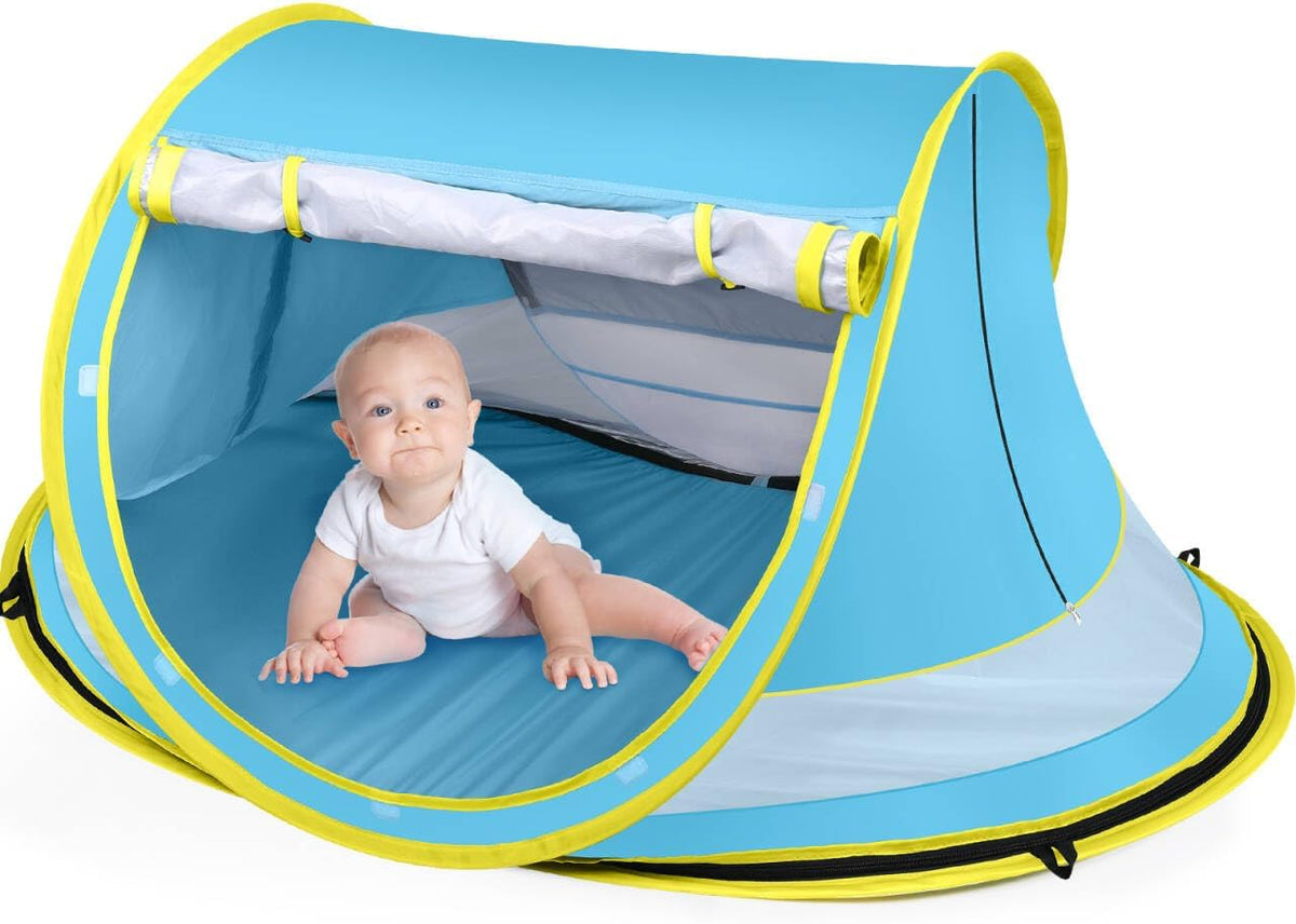 Cort de plaja pentru bebelusi NextWave®️, protectie solara UPF 50+, deschidere rapida pop-up, plasa respirabila pentru