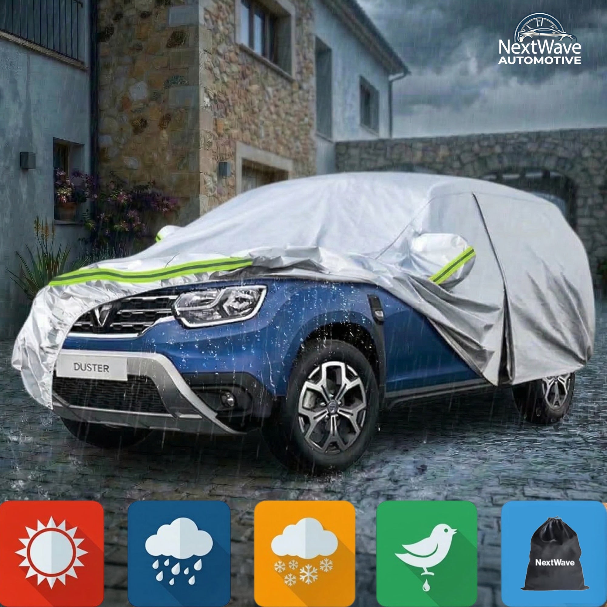 Prelata Auto NextWave, impermeabila, protectie UV, 450x180x168cm, verde
