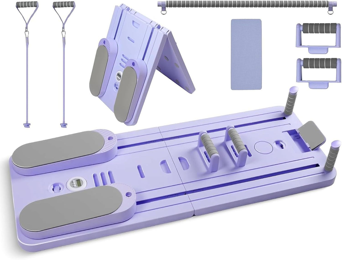 Placă de Pilates multifuncțională NextWave®️, reformer pliabilă pentru antrenamentul complet al corpului acasă, benzi