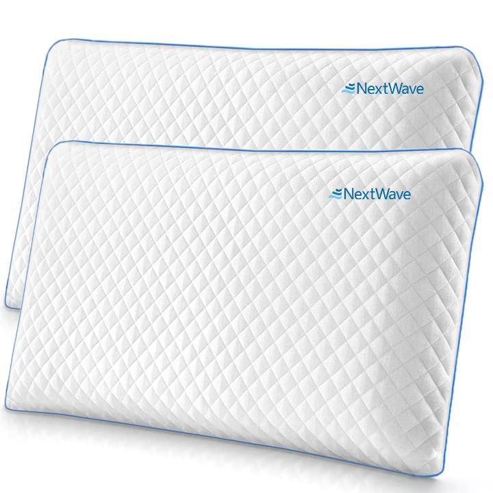 Set 2 Perne ortopedice pentru dormit NextWave®️, Spuma cu Memorie cu gel ventilata, Husa detasabila lavabila cu 2 zone