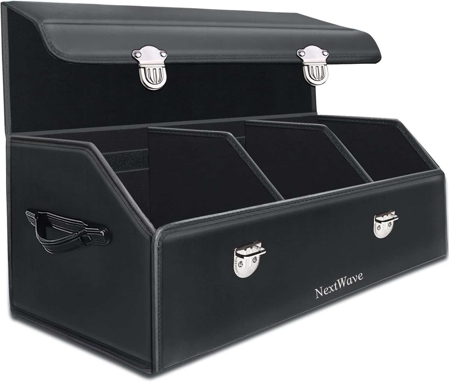 Organizator portbagaj auto Premium NextWave®️, Multifunctional, Pliabil, Rezistent, Prindere cu catarame, 3 compartimente