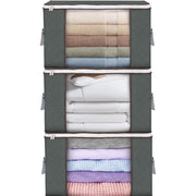 Set 3 huse depozitare cu fermoar NextWave®️, Organizator pentru haine, Cu fereastra transparenta, Rezistent la praf si