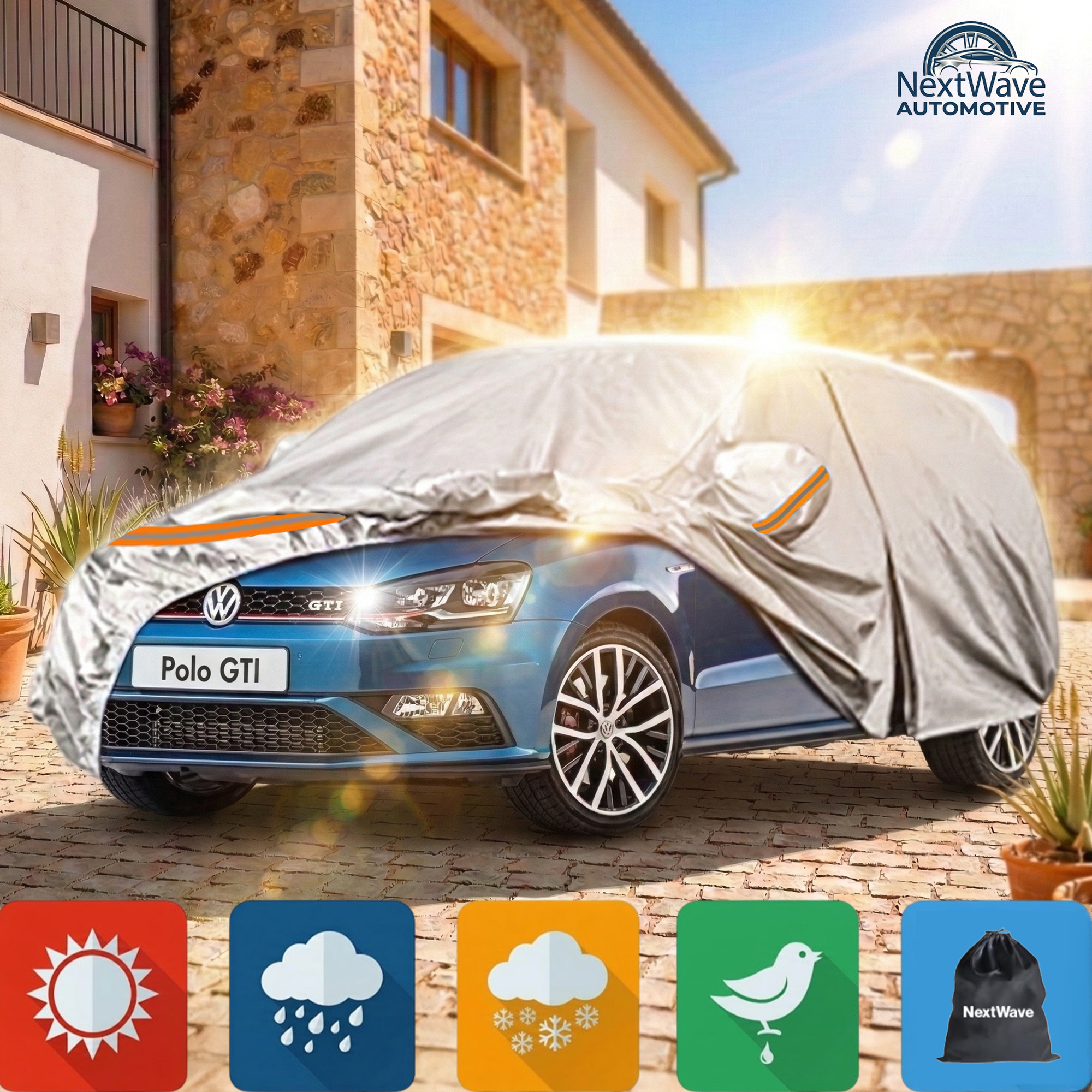 Prelata Auto Premium NextWave®, Impermeabila, Protectie UV, Praf, Zapada, Inghet, Universala pentru Sedan, Buzunare Oglinzi