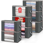 Set 8 huse depozitare cu fermoar NextWave®️, Organizator pentru haine, Cu fereastra transparenta, Rezistent la praf si