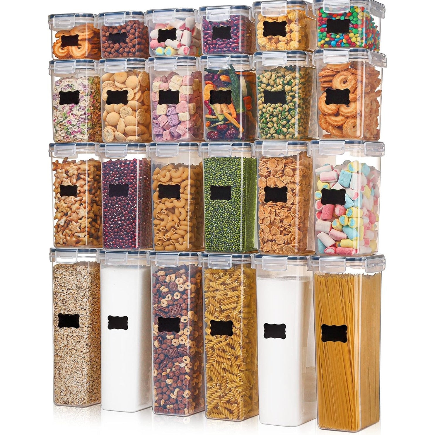 Set 24 cutii depozitare alimente NextWave, plastic alimentar transparent fara BPA, inchidere ermetica, reutilizabile