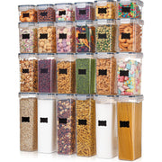 Set 24 cutii depozitare alimente NextWave, plastic alimentar transparent fara BPA, inchidere ermetica, reutilizabile