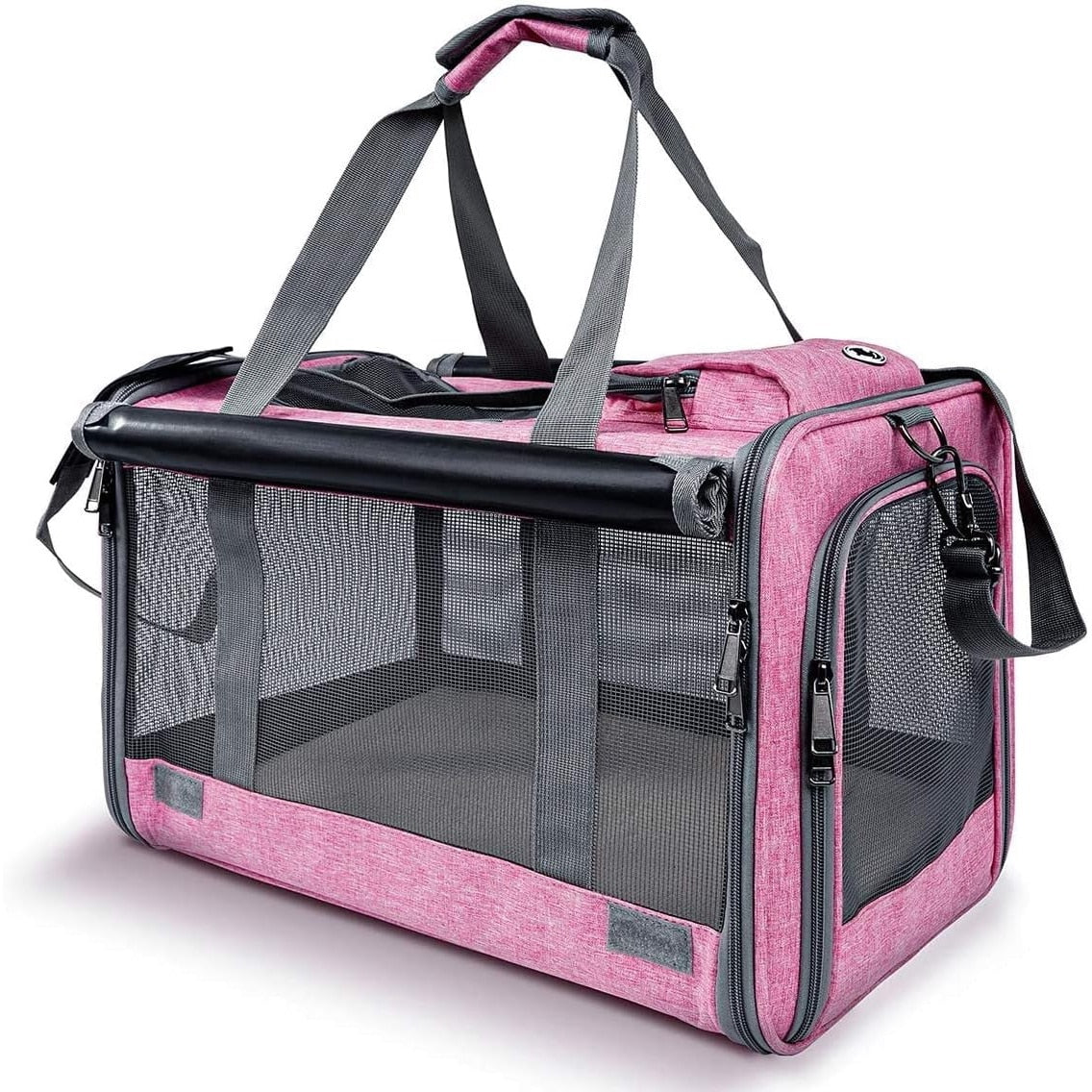 Geanta pentru transport animale mici NextWave®, pisica, caine, iepure, din panza, 46x30x30, Baza rezistenta cu covoras, Usor