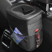 Cos de gunoi auto NextWave, pliabil cu capac, impermeabil, Negru, 14x20x26cm