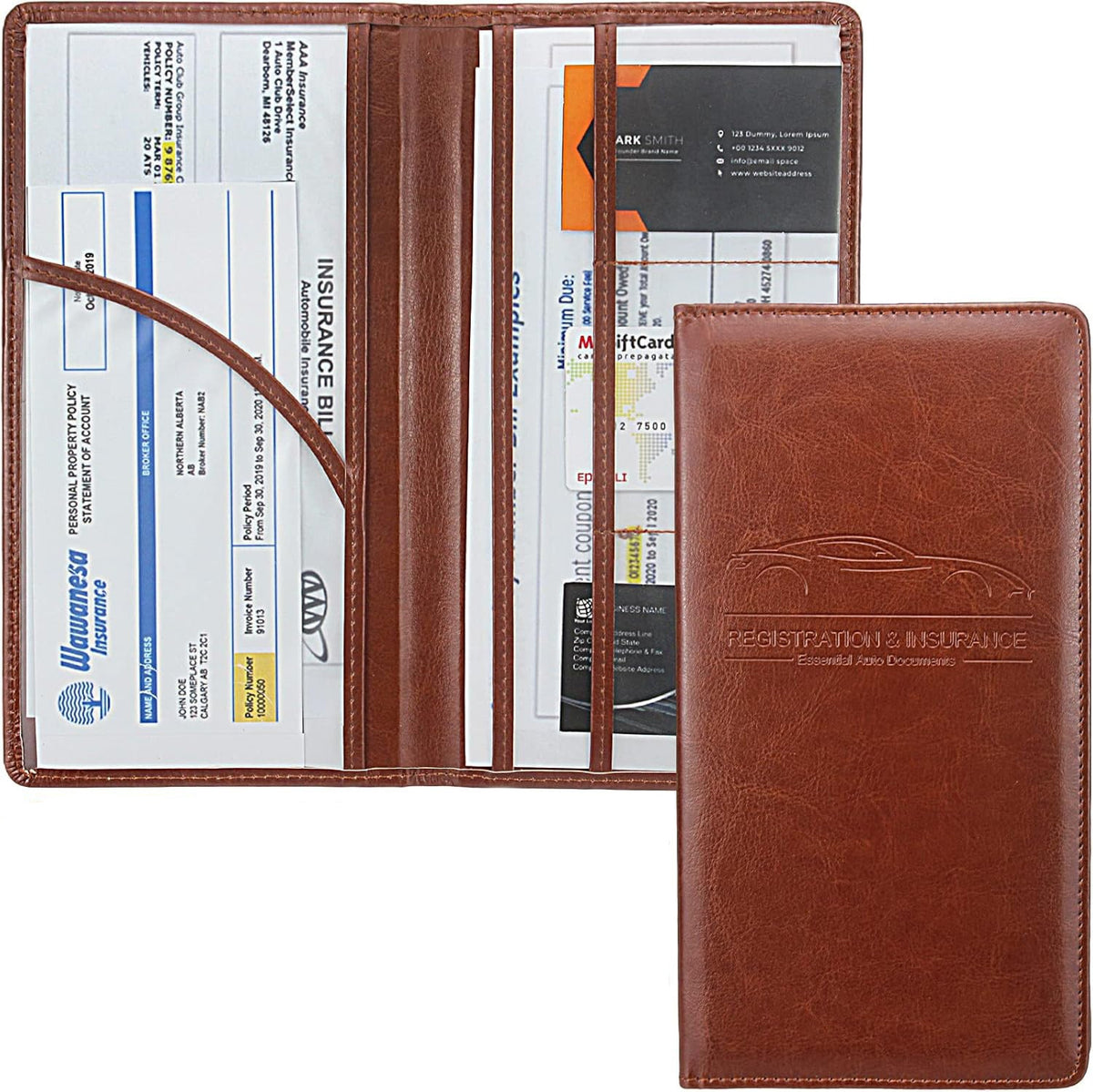 Organizator documente auto NextWave®️, port-document pentru inmatriculare si asigurare, mapa pliabila cu buzunare multiple