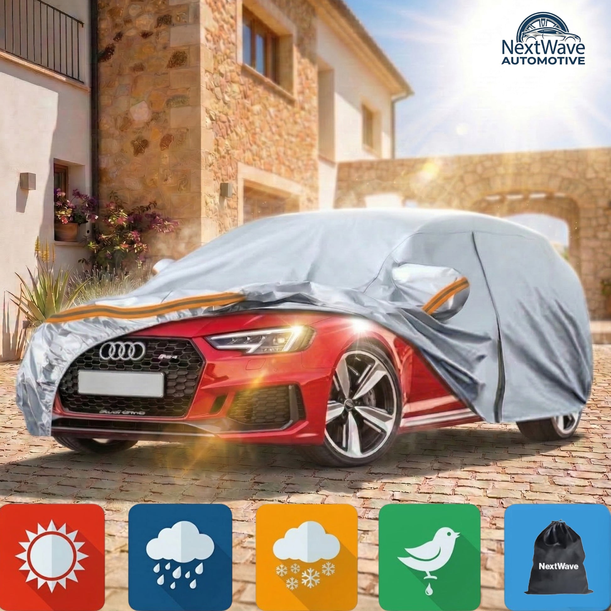 Prelata Auto Premium NextWave®, Impermeabila, Protectie UV, Praf, Zapada, Inghet, Universala pentru Sedan, Buzunare Oglinzi