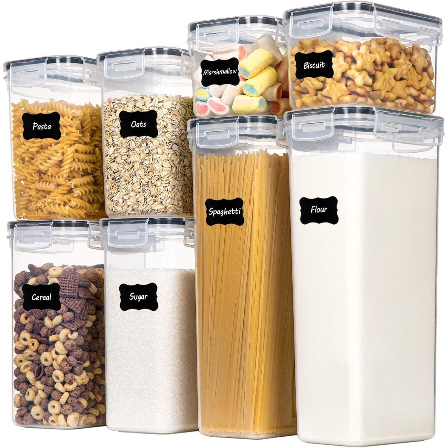 Set 8 cutii depozitare alimente NextWave® – plastic alimentar transparent fara BPA, inchidere ermetica cu garnitura de