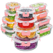 Set 12 Caserole Alimentare din sticla NextWave®️ Capace Etanse, Depozitare Frigider si Congelator, Potrivite pentru