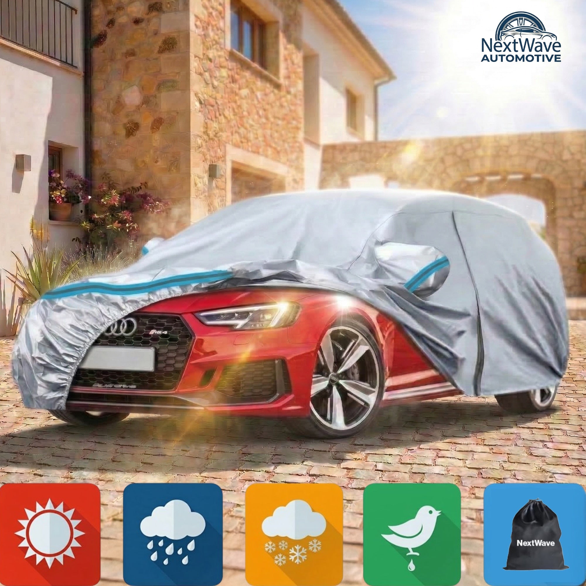 Prelata Auto Premium NextWave®, Impermeabila, Protectie UV, Praf, Zapada, Inghet, Universala pentru Sedan, Buzunare Oglinzi