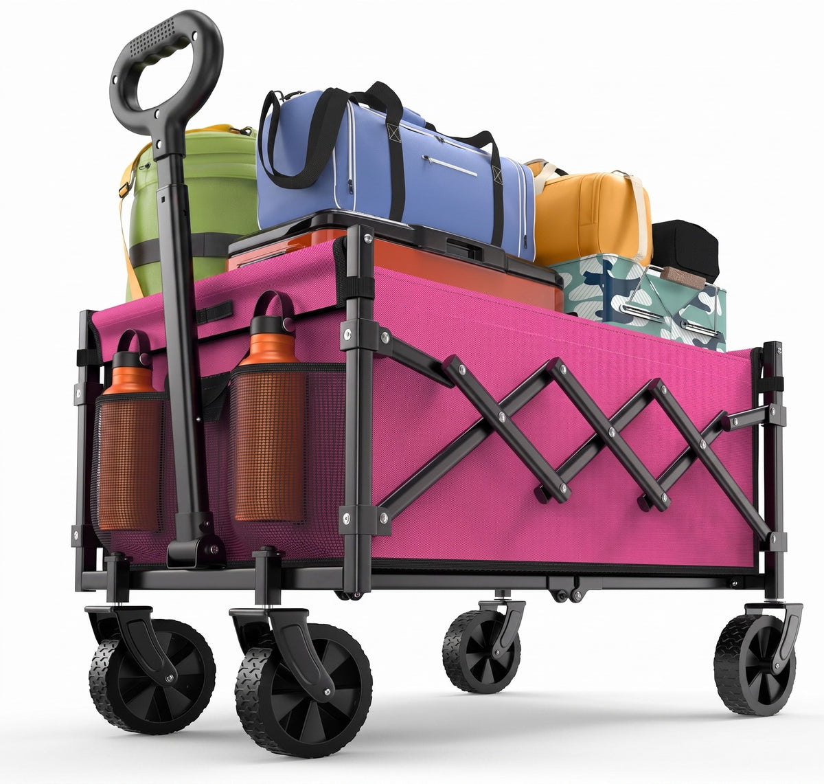 Cărucior pliabil NextWave®️, transport ușor și pliere compactă, roți rotative 360° pentru orice teren, mâner telescopic